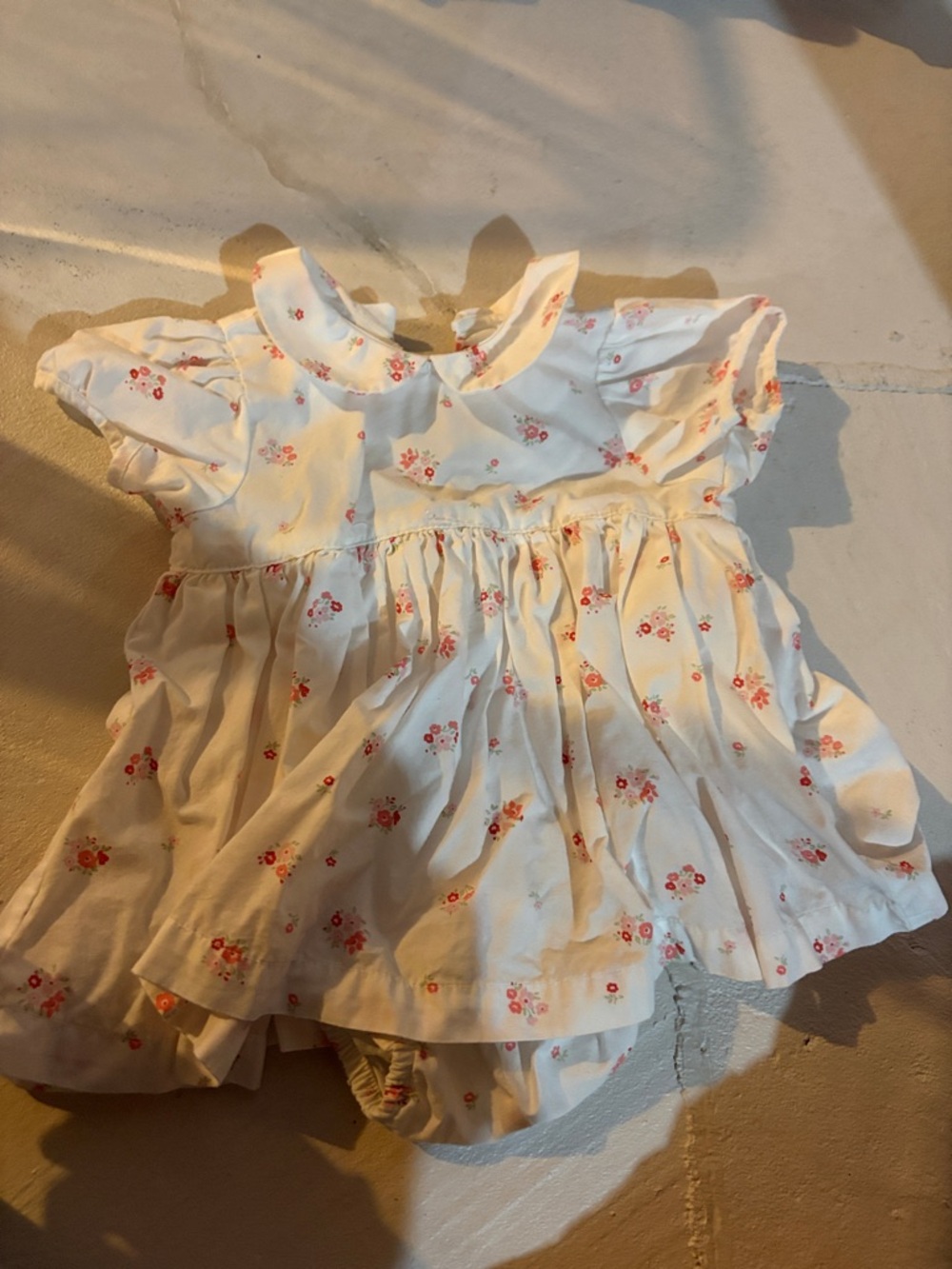Zara Newborn Baby Girl White Floral Dress with Blooming Print
